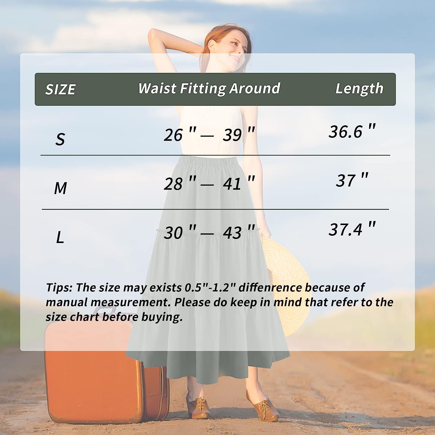 BOMAROLAN Women's Boho Maxi Skirts Summer A Line Long Skirts Ruffle Swing Beach Skirts for Women - Image 7